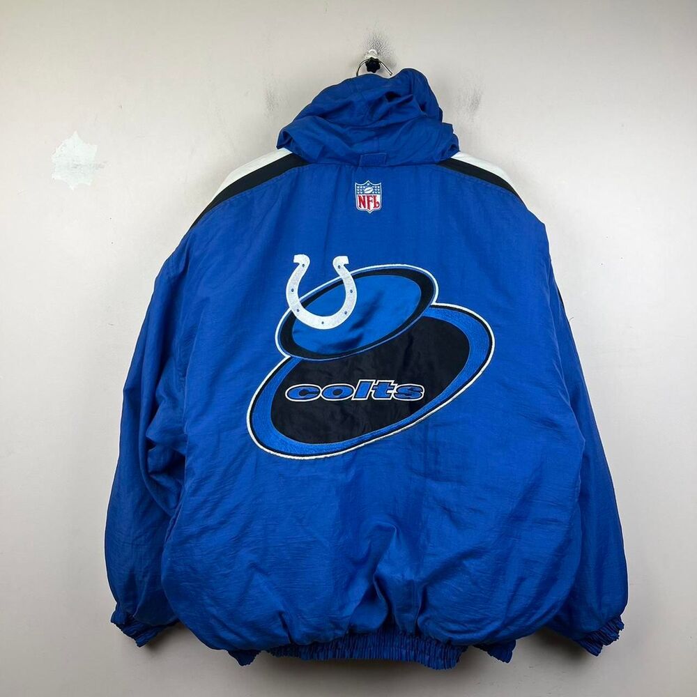 Vintage Logo Athletic Indianapolis Colts Jacket Zip Puffer Size XXL